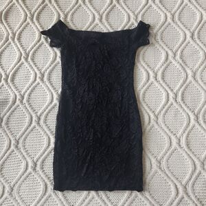 Ambiance Black Off Shoulder Lace Mini Dress Size S